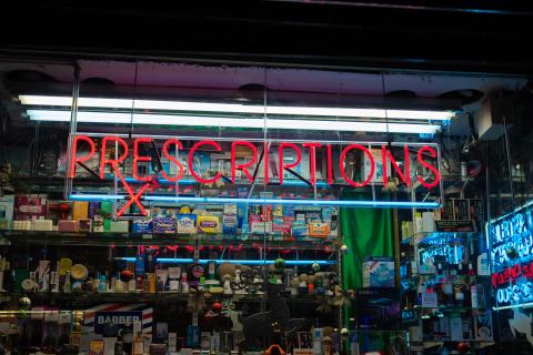 Stock photo of a pharmacy window